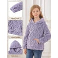 thumbnail image 5 of Lollipie Girls Fuzzy Fleece Hoodies Sweater Cable Knit Warm Sherpa Pullover Sweatshirt with Pockets 6-13 Years, 5 of 7
