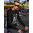 thumbnail image 4 of Faith & Freedom - Men's 4th of July Distressed White USA Flag Cross Long Sleeve T-Shirt - Christian Faith - Patriotic Attire in Breathable Fabric - Celebrate Independence Day in Style - XX-Large Black, 4 of 6