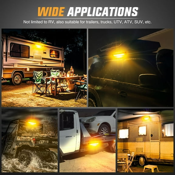 Nilight RV Exterior Light 13 Inch Porch Light 1PC Amber Beam 12V 24V LED Scene Cargo Lighting Black Aluminum Housing for RV Trailers Travel Campers 5th Wheels Motorhome SUV Truck