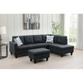 thumbnail image 3 of Starhome L Shaped Black Gray Couch with Ottoman(Pillows Included) Microfiber, 3 of 12