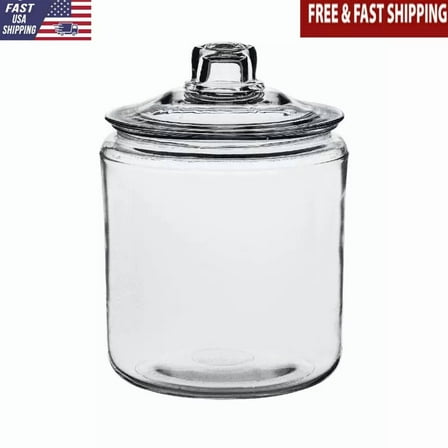 1 Gallon Glass Jar Wide Mouth Opening Round Thick Cookie Candy Storage W/ Lids
