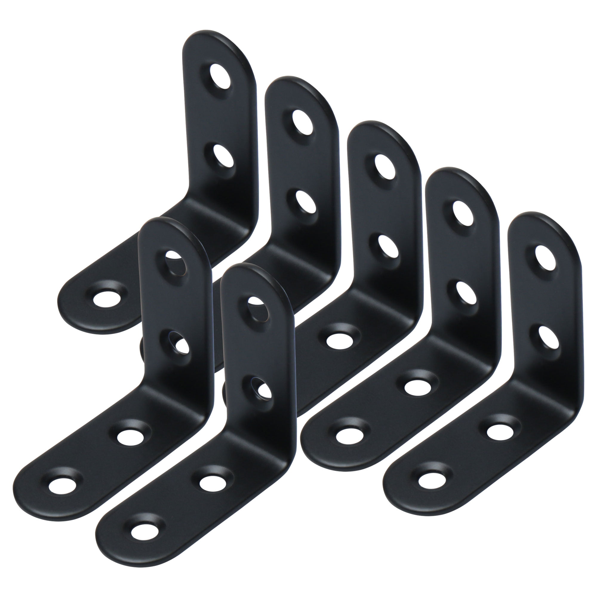 uxcell 24pcs Angle Bracket Stainless Steel 25x25mm Black Corner Brace Fastener L Shaped Right Angle Bracket Corner Protector with Screws for Furniture 
