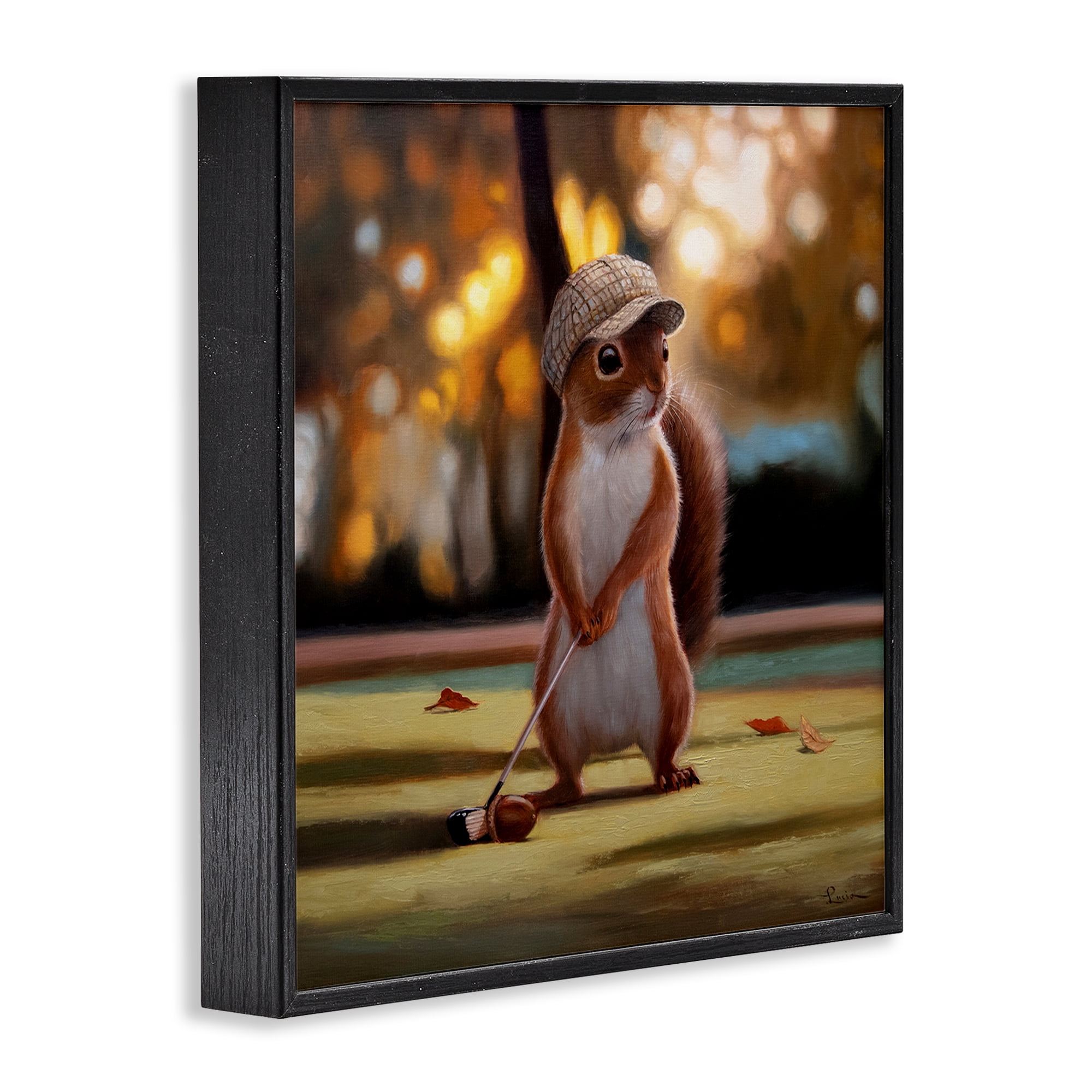 Stupell Industries Golf Nut Squirrel Black Framed Giclee Art, design by Lucia Heffernan