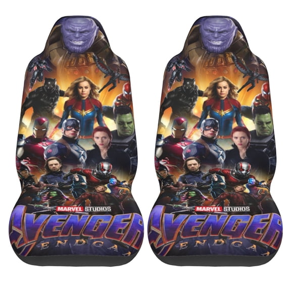 2PCS Universal Fit Car Seat Covers, Hero The Avengers Print Car Seat Cover For Front Seat Cushion Protectors Two Pcs Auto Accessories Bucket Seat Covers