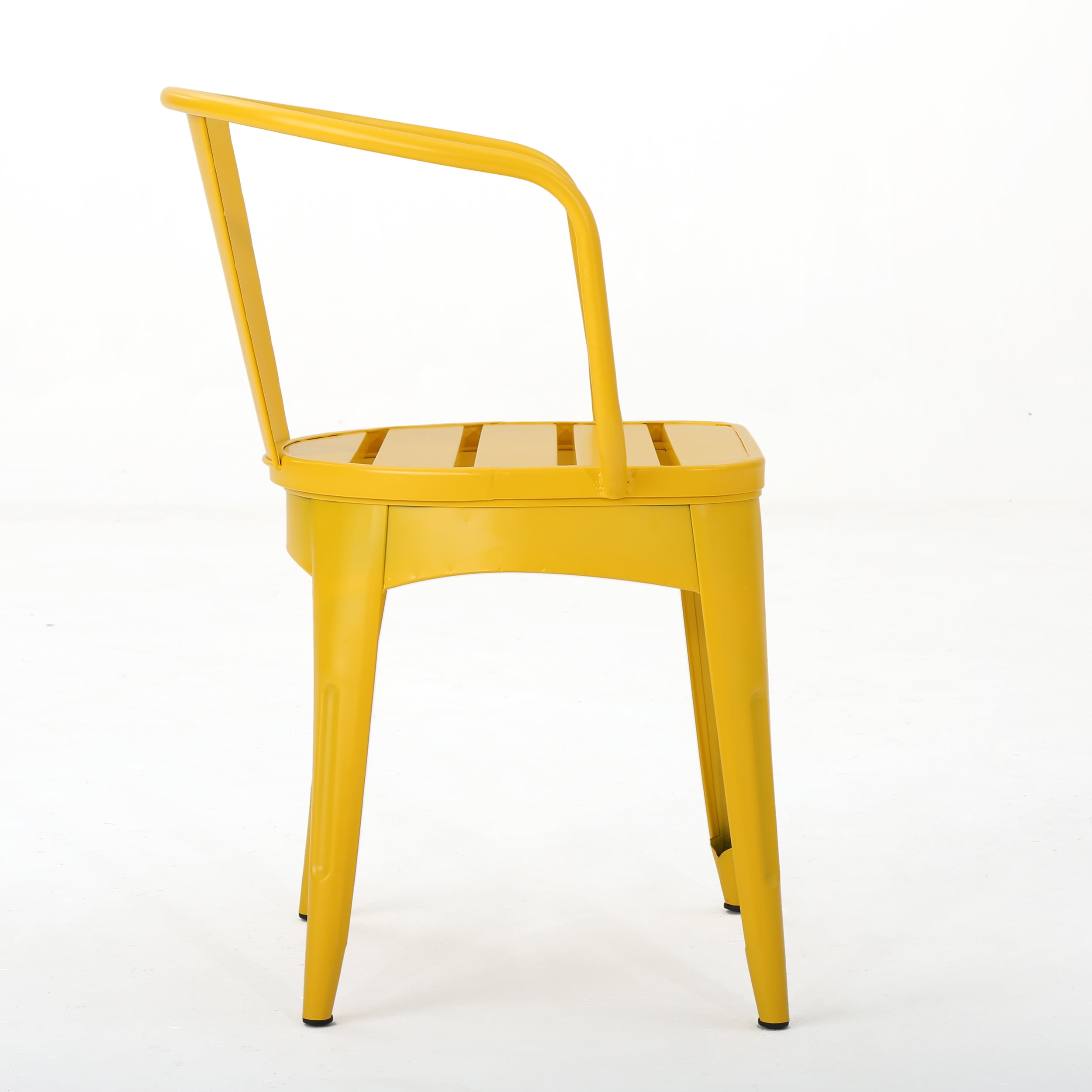 Outdoor 3 Piece Metal Frame Leisure Bistro Set, Combined Table and Chairs for Patio Garden, Mustard Yellow