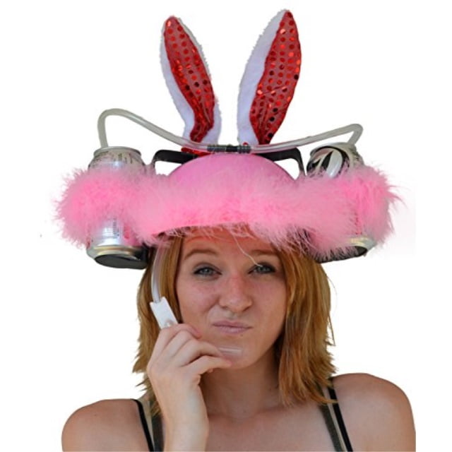 Fairly Odd Novelties Beer Soda Guzzler Helmet Drinking Hat Pink Bunny
