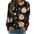 thumbnail image 2 of Patlollav Christmas Tops for Ladies,Womens Long Sleeve Tops Round Neck Loose Fitting Sweater Gift, 2 of 6