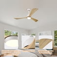 thumbnail image 3 of 52" Ceiling Fans with Lights, Remote Control Reversible Ceiling Fan, Quiet DC Motor 3 Blade Wood Ceiling Fans 6 Speed Levels, for Patio Living Room, Bedroom, Office, Indoor, White +Natural, 3 of 9