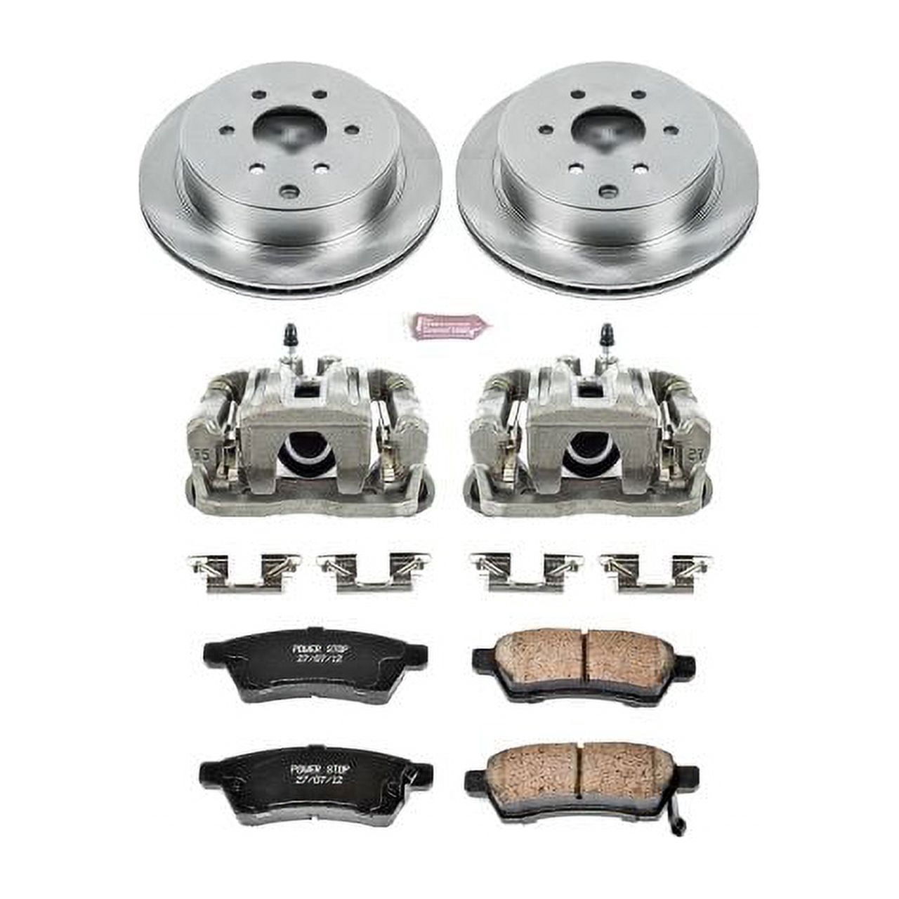 PowerStop Rear Stock Replacement Brake Pad and Rotor Kit with Calipers Fits: NISSAN SUZUKI Select Models KCOE4621