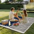 thumbnail image 4 of Navy Blue Striped Outdoor Rug for Patio/Deck/Porch, Non-Slip Large Area Rug 3 x 5 Ft, Farmhouse Stripes Modern Abstract Art Indoor Outdoor Rugs Washable Area Rugs, Camping Rug Carpet Runner, 4 of 8
