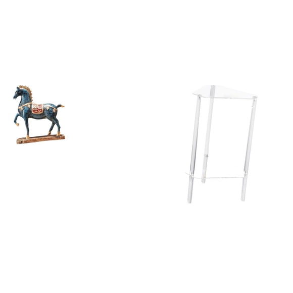 Figura de caballo,Figura de caballo Escultura animal coleccionable,Mesita de noche,Mesa auxiliar de acrílico transparente,mesa auxiliar transparente de 2 niveles,Mesa pequeña de