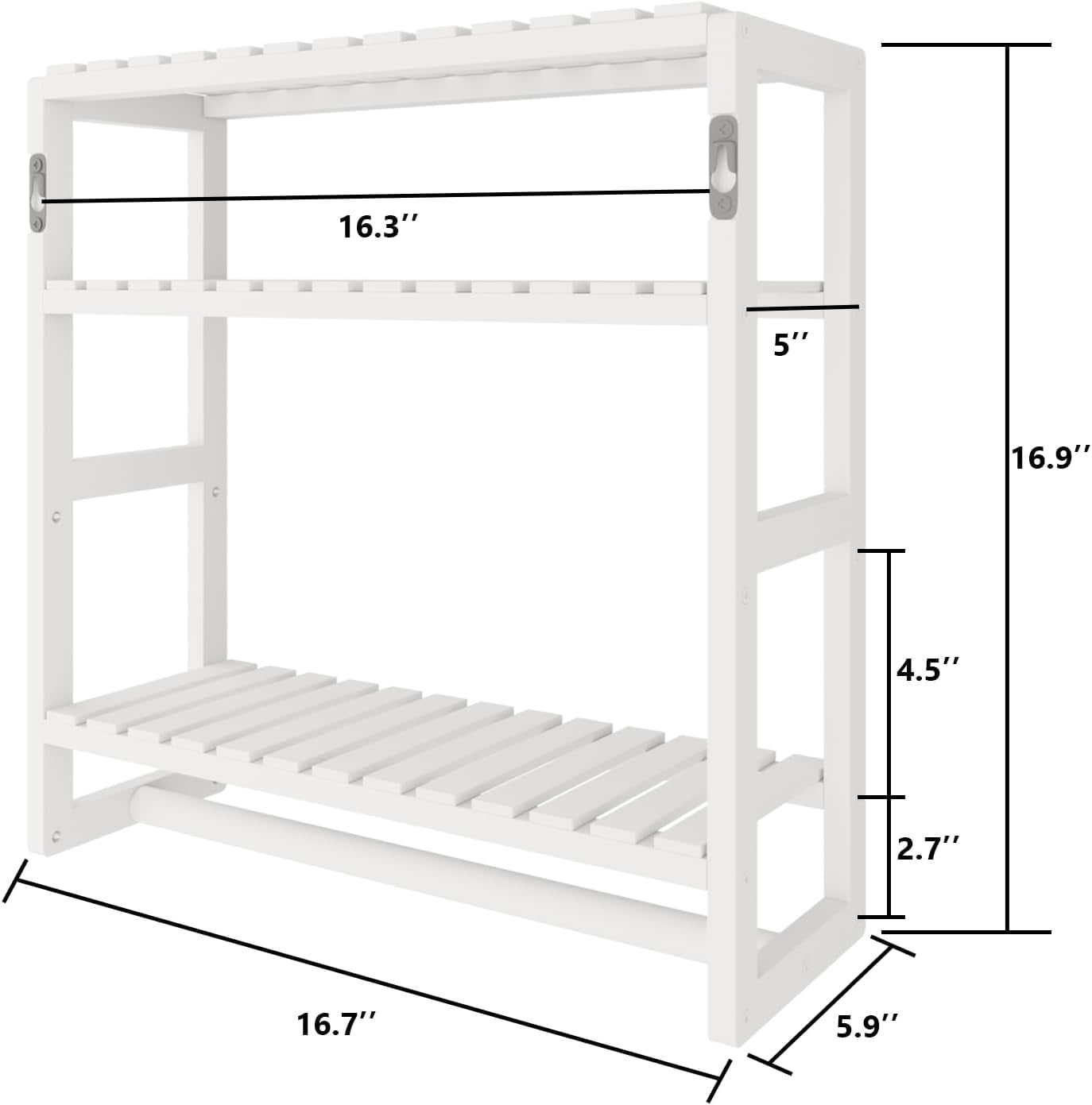Bamworld Bathroom Shelves Bathroom Organizer Adjustable 3 Tiers Bamboo Floating Shelf over the Toilet Storage with Hanging Rod (White)