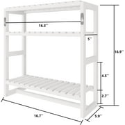 Bamworld Bathroom Shelves Bathroom Organizer Adjustable 3 Tiers Bamboo Floating Shelf over the Toilet Storage with Hanging Rod (White)