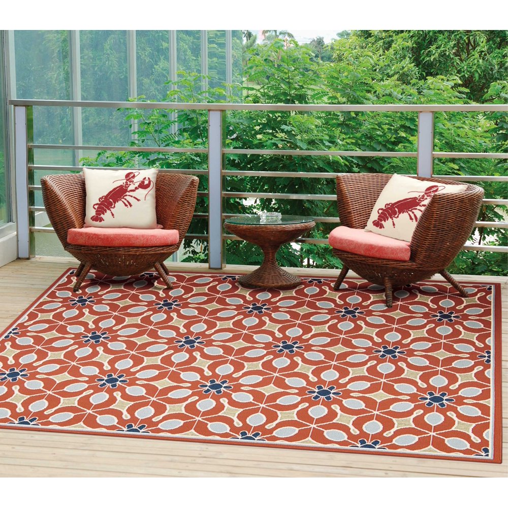 Nourison Caribbean Island Rust Indoor/Outdoor Area Rug