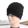 thumbnail image 1 of Sombrero frío negro de 3 piezas con parte superior redonda, sombrero de ala de punto, sombrero de poliéster con placa ligera de invierno para hombre, 1 of 5