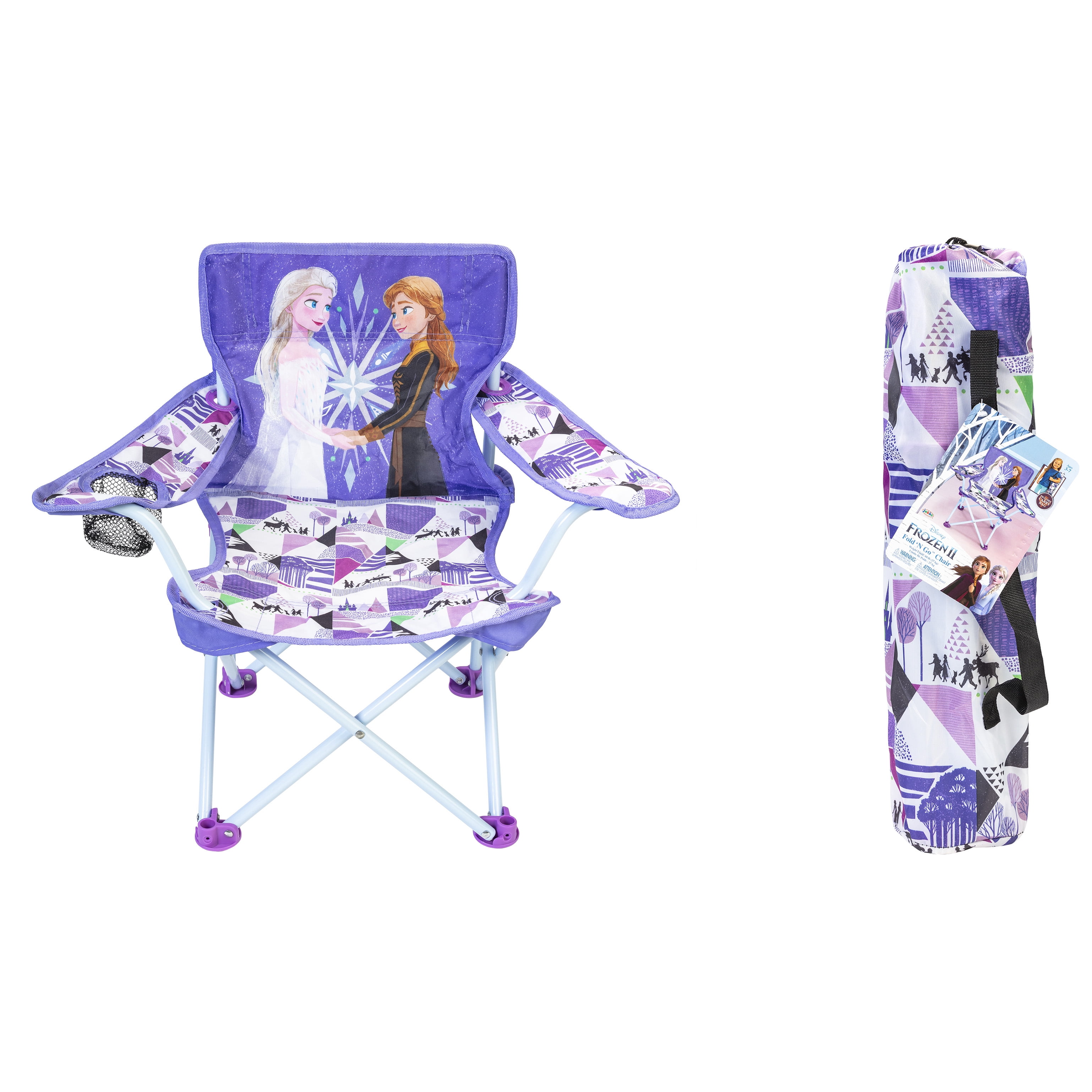 Disney Frozen Portable Fold N Go Chair with Carry Bag for Kids - Perfect for Soccer, Camping, Outdoor and Indoor Activities