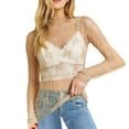thumbnail image 2 of Tittly Lace Tops for Women Tshirts Shirts Women's 2025 Mesh Crop Top Long Sleeve Mock Neck Lace Floral See Through Y2K Shirt Blouses Long Sleeve Shirts for Women T Shirts for Women Beige L, 2 of 5