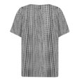 thumbnail image 5 of Women's Vintage Striped Print V Neck T-Shirt, Button Detail Short Sleeve Casual Blouse, Summer Relaxed Fit Casual Tee Top for Women Daily Wear 04-Gray S, 5 of 5