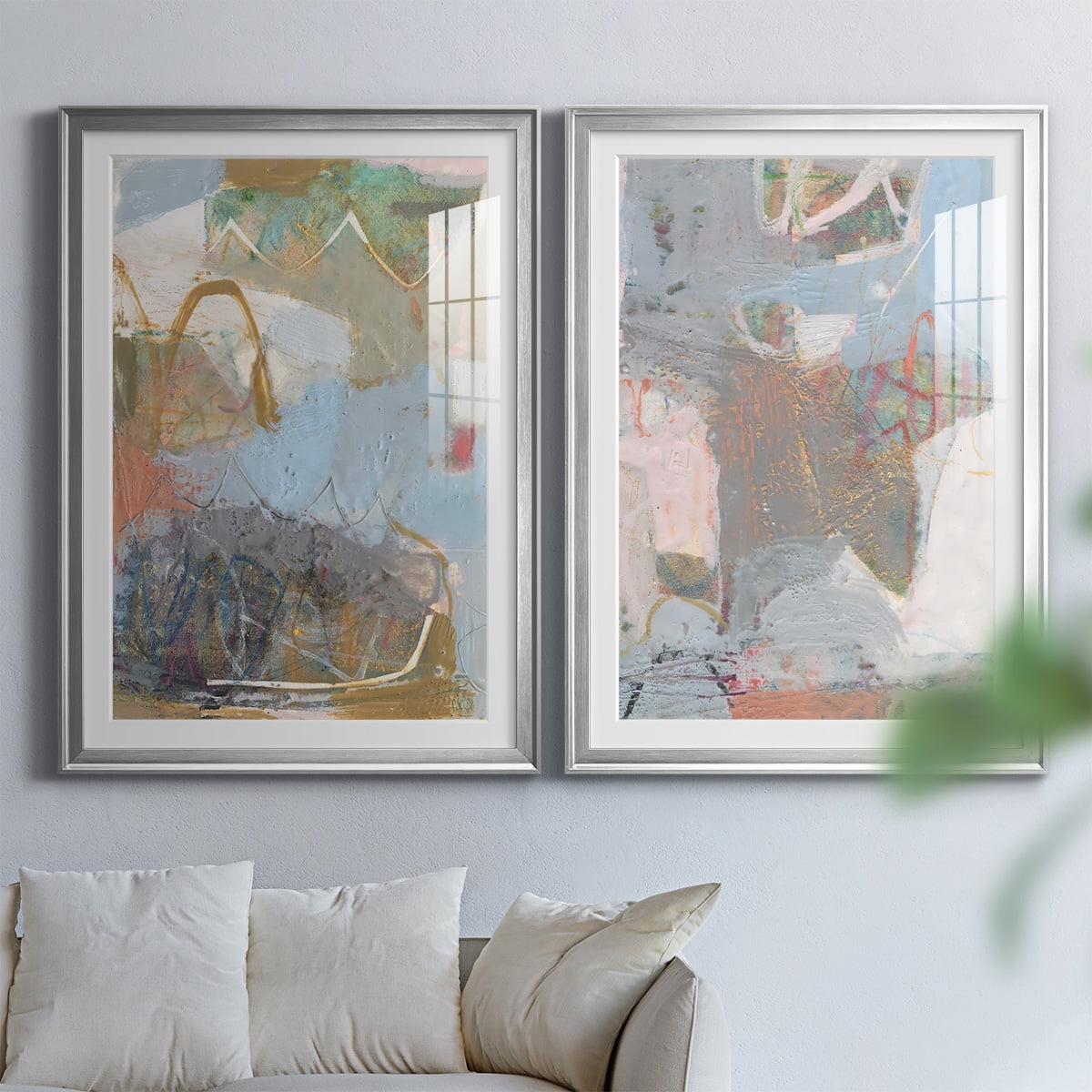 Wexford Home Minim I Premium Framed Print, 26.5" x 36.5" - Ready to Hang, Silver (Set of 2)