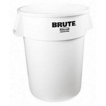Rubbermaid Commercial 44 gal Round Trash Can, White, 24 in Dia, Open Top, Polyethylene