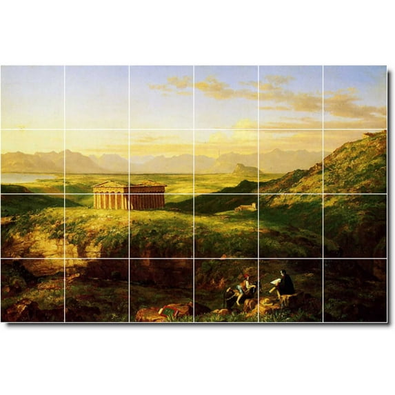 Ceramic Tile Mural-Thomas Cole Historical Wall Tile Mural 19. 25.5" w x 17" h using (24) 4.25 x 4.25 ceramic tiles