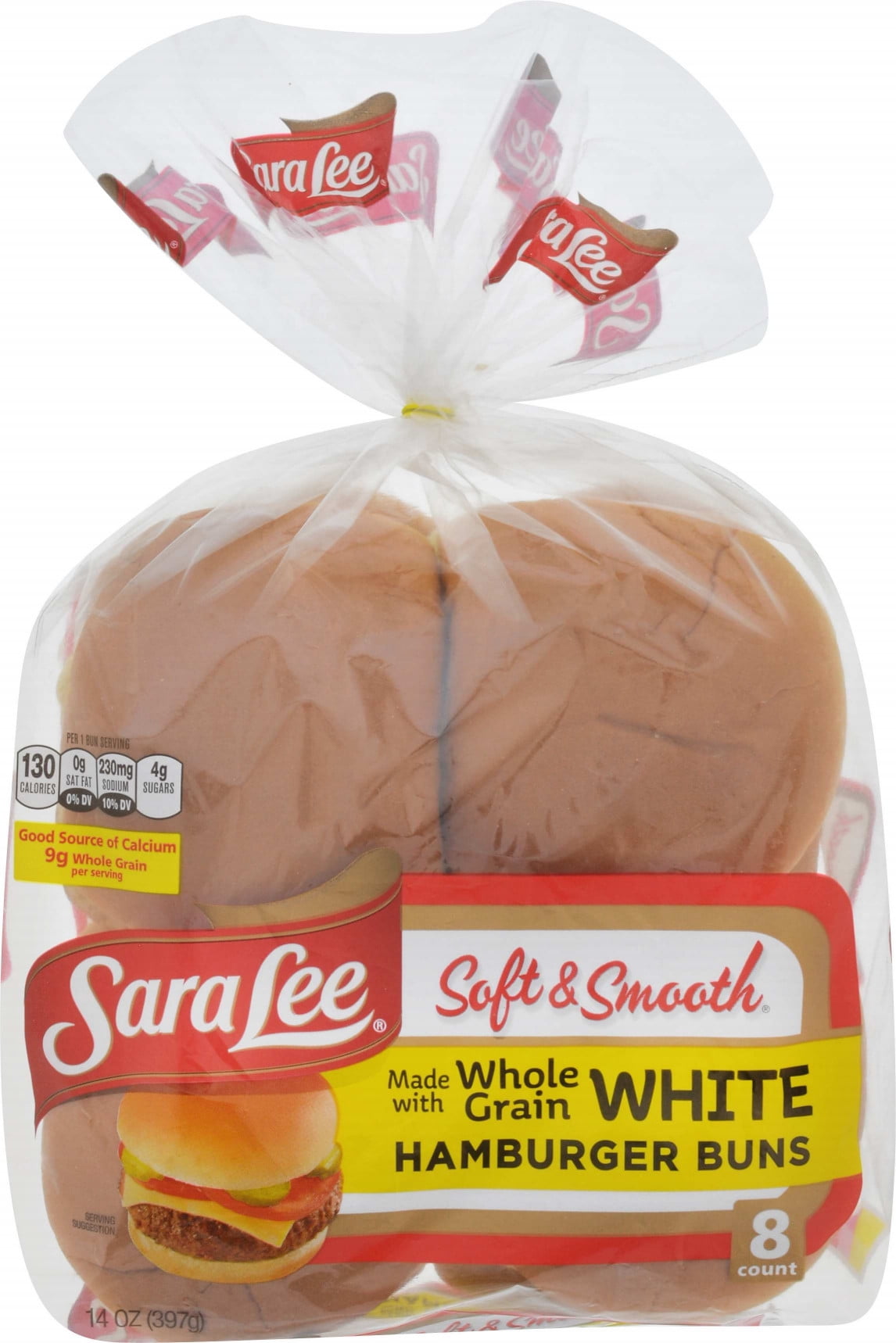 Sara Lee Soft & Smooth Whole Grain White Hamburger Buns, 8 count, 14 oz