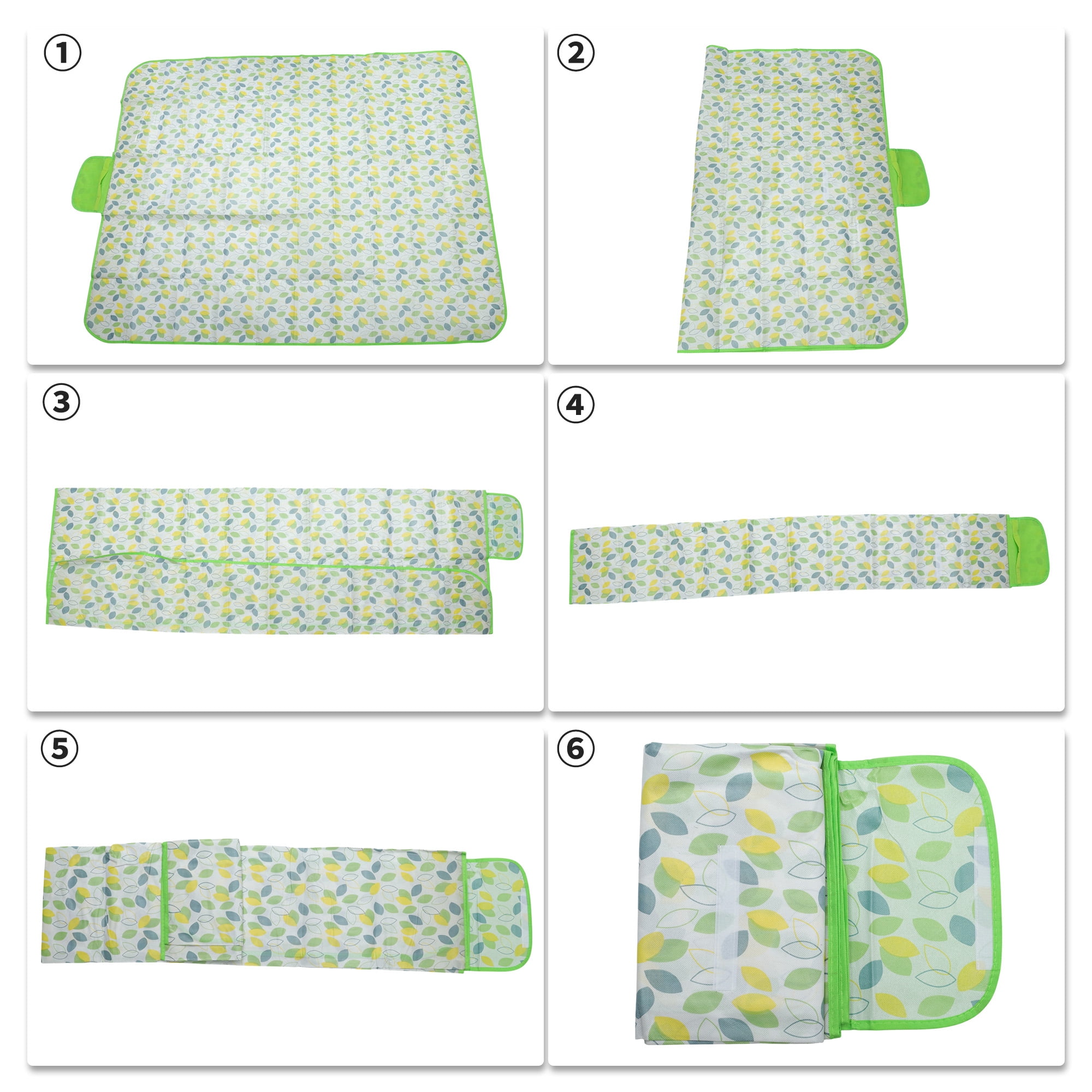 Unique Bargains Picnic Blanket Beach Mat Lightweight with Handle Green 150x100cm