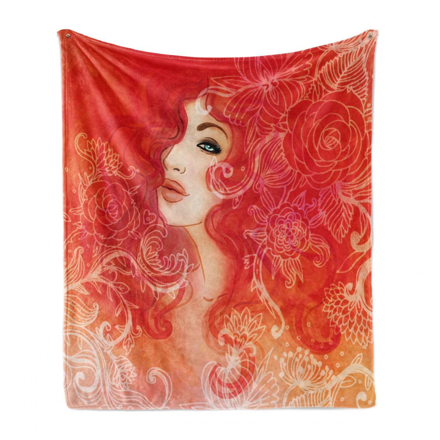 Throws Cozy Plush For Indoor And Outdoor Use Black Red 70 X 90 Modern Woman In A Cool Coat With Watercolor Paintbrush Style Casual Urban Design Ambesonne Fashion Soft Flannel Fleece Throw