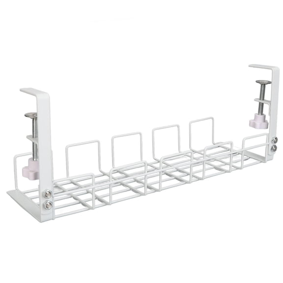 YAHHU Steel Under‑Desk Cable Tray, 40.5 cm White – Heavy‑Duty Wire Management for Office & Home Desks