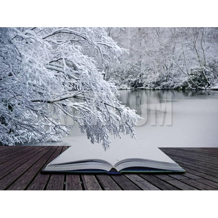 Creative Concept Idea Of Winter Landscape Coming Out Of Pages In Magical Book Print Wall Art By Veneratio Walmartcom - 