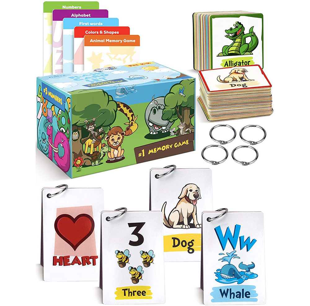 gift for schooling card game ABC card set with animals alphabet 26 postcards in chic metal box
