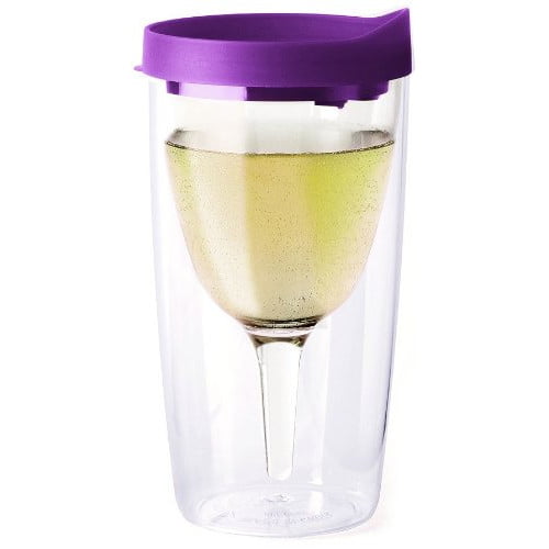 Vino2Go Acrylic Wine Tumbler 8 oz The Original Vino2Go Purple Lid 2 Pack 