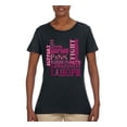 thumbnail image 2 of Wild Bobby Breast Cancer Awareness Words of Encouragement Distressed Breast Cancer Awareness Women Graphic Tee, Black, Small, 2 of 6