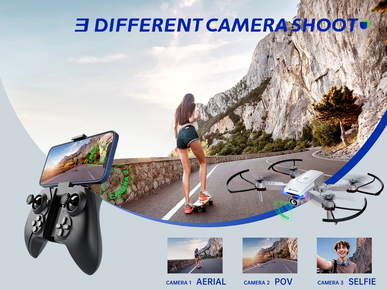 Dynalog 1080P Mini Foldable Drone with HD Camera FPV Wifi RC Quadcopter, Voice Control, Gesture Control, Trajectory Flight, Circle Fly, High-Speed Rotation, 3D Flips, Headless Mode