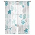 thumbnail image 3 of Turquoise Coastal Sheer Curtains 96 Inches Long 2 Panels Set, Window Sheer Curtains for Living Room/Bedroom, Nautical Summer Beach Coral Sea Turtle Light Filtering Rod Pocket Curtain 52'' x 96'' x 2, 3 of 7