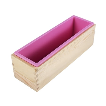 Qiilu Rectangle Silicone Liner Soap Mould Wooden Box Diy Making Tool Bake Cake Bread Toast