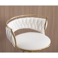 thumbnail image 5 of Guyou Modern Swivel Bar Stools Set of 2, Velvet Adjustable Counter Height Barstools with Woven Curved Back and Golden Base, Kitchen Island Bar Chairs for Pub Kitchen Island Restaurant, White, 5 of 9