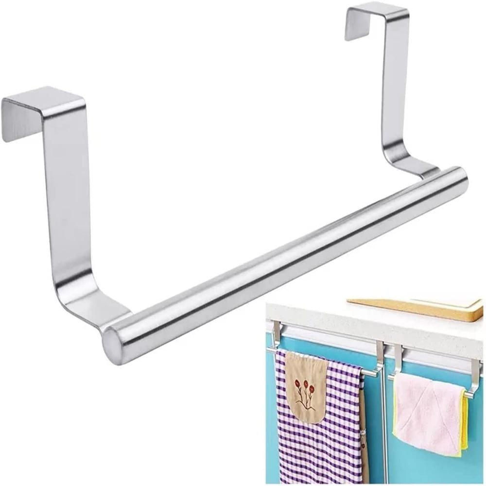 Kitchen Towel Bar Holder, Fits on Cupboards Over Door