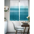 thumbnail image 5 of Turquoise White Ombre Semi Sheer Curtains 63 Inch Length 2 Panels Set, Modern Country Abstract Stripes Sheer Kitchen Curtain Privacy Voile Window Curtain for Living Room Bedroom Rod Pocket Drapes, 5 of 7
