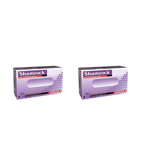 Shamrock Latex Medical Exam Gloves, Powder Free, Textured (Large) 100 Ct , 2 Pack