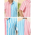 thumbnail image 6 of MODA NOVA Big & Tall Men's Casual Summer Vertical Stripes Patchwork Shirts, 6 of 6