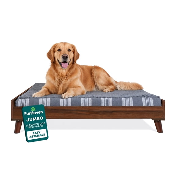 FurHaven Pet Products Modern Pet Bed Frame - Walnut, Fits Beds 44x35"