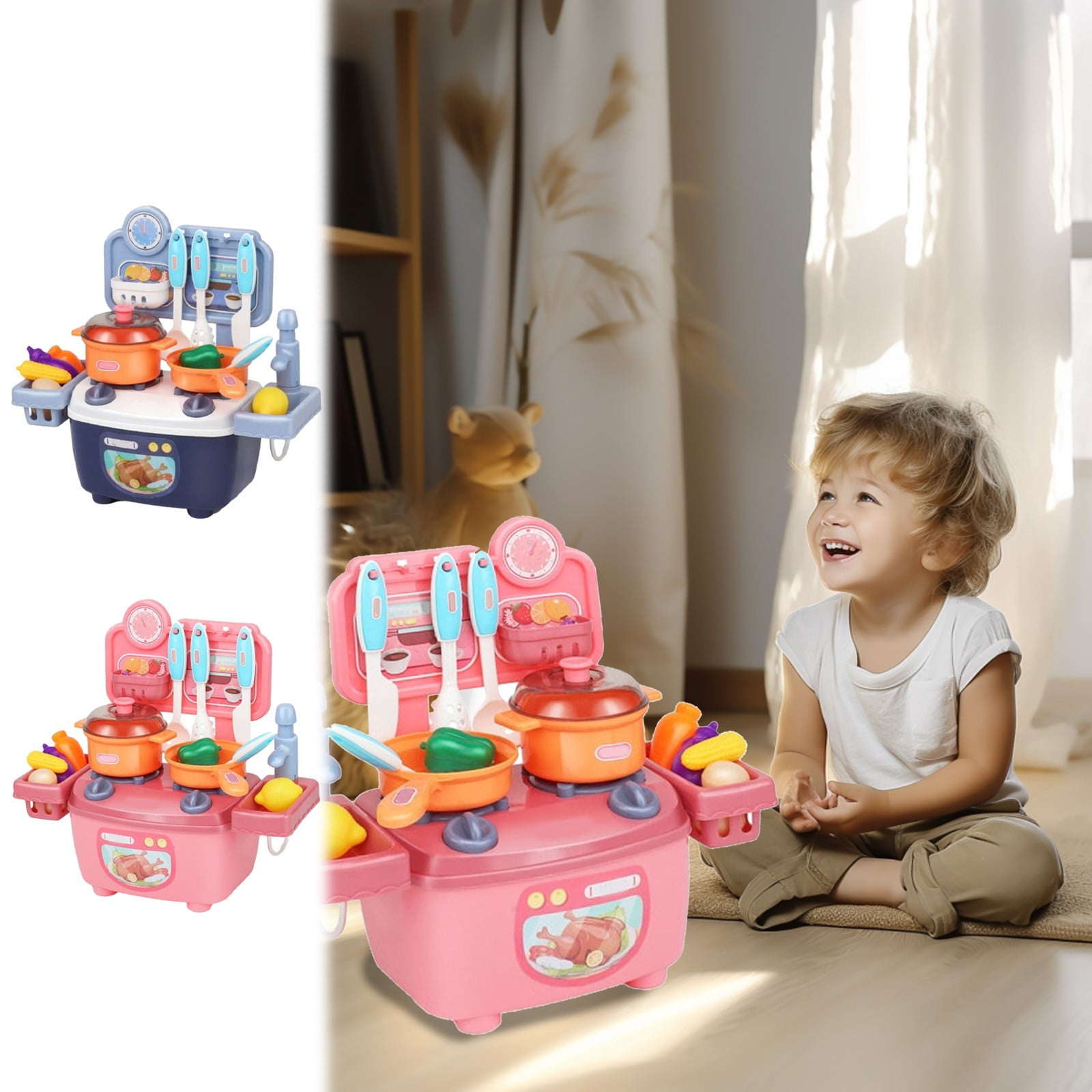 Viflosae Play Sets Kitchen Toy Set Equipped with Faucet and Kitchen Toy Simulation Game Sink Can Press Out Water and Pretend To Play Cooking Games with Children