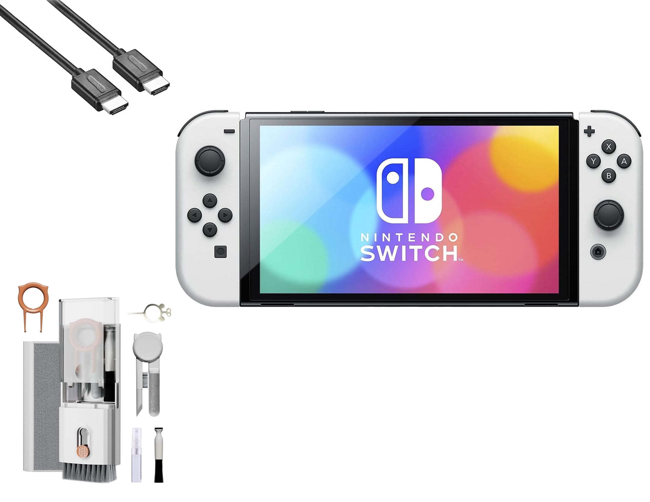 Restored Nintendo Switch OLED Model White Set Bolt Axtion Bundle