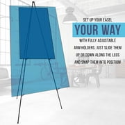 U.S. Art Supply 63 High Steel Easy Folding Display Easel, Instantly Collapses, Adjustable Display Holders, Portable
