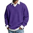 thumbnail image 2 of Men's Retro Long Sleeve Pullover, Fake Two Piece Collar Design With Waffle Fabric, Loose Solid Tone, Outdoor Daily Shirt For Male, 2 of 8