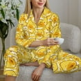 thumbnail image 6 of Honeii Cool Duck With Yellow Strip Print Women's Pajama Sets Long Sleeve Button Down Sleepwear Nightwear Soft Pjs Lounge Sets 2PCS-Large, 6 of 7