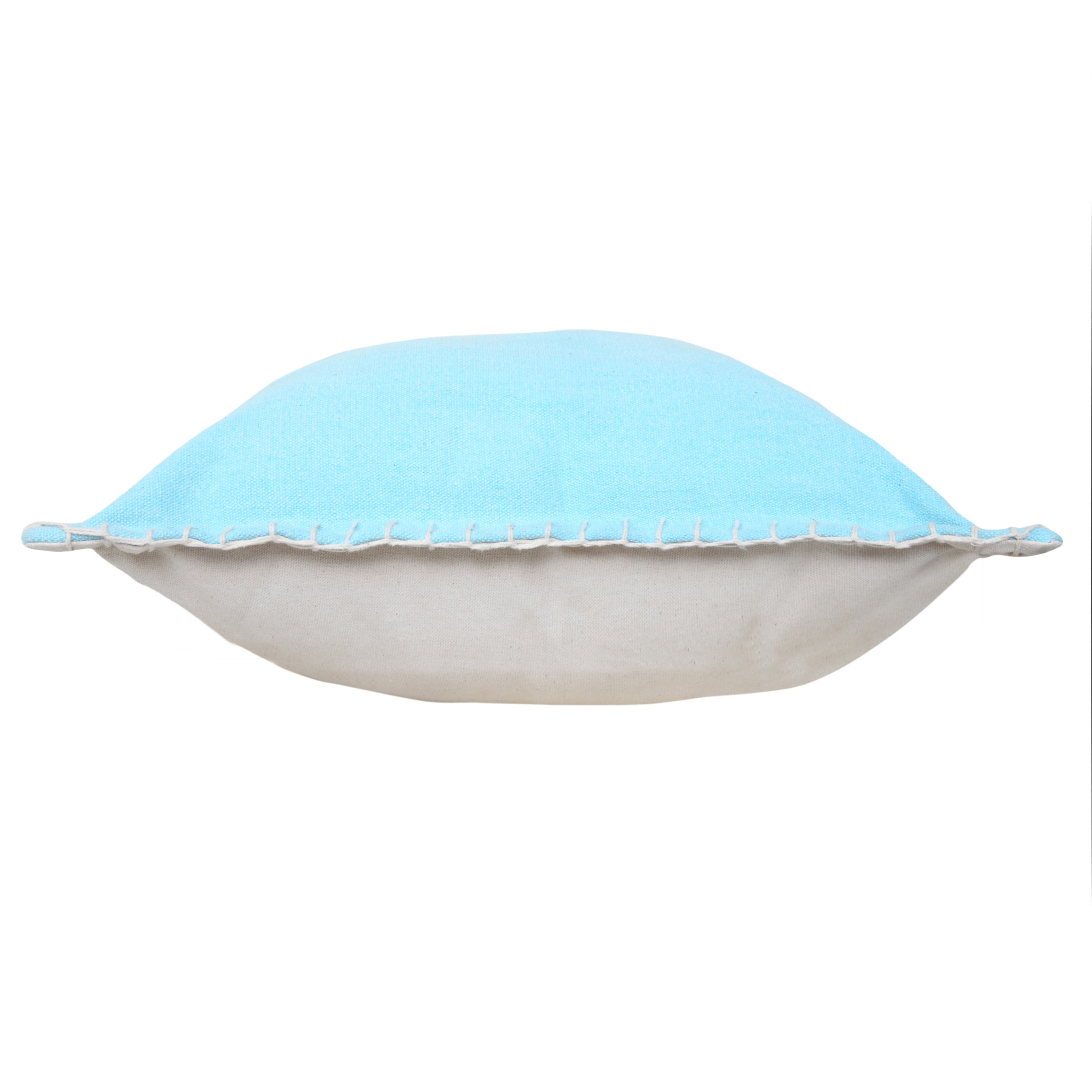 Ox Bay Wilma 20" x 20" Bright Blue Stitch Bordered Cotton Adult Decorative Throw Pillow Cover