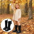 thumbnail image 2 of Glisme Girls Winter Boots Mid Calf Height Side Zipper Warm Lined Non Slip Sole Fashion Ankle Booties For Outdoor Cozy Black Boots Size 4-4.5 Years, 2 of 9