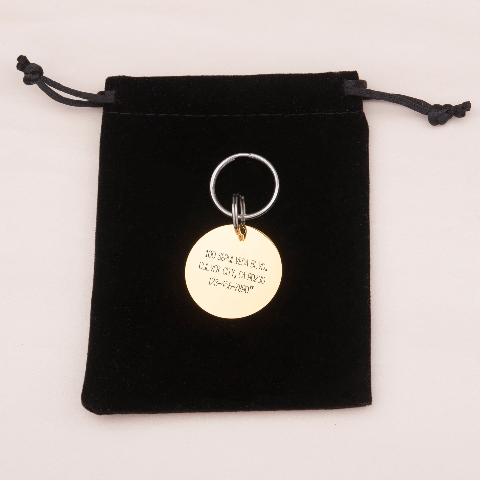 Anavia Metal Stainless Steel Round Name - EKG Birthday Holiday Christmas Engraved Dog Cat ID Tag, Gold